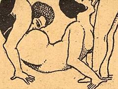 vintage erotic alphabet drawings in retro style