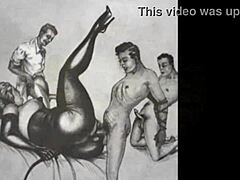 vintage erotic alphabet drawings in retro style