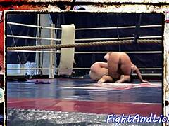 European Babes Licking In Boxing Ring