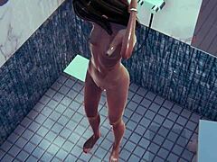 skinny anime tease in steamy shower