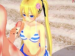 Marie Rose bikini suck on fantasy beach