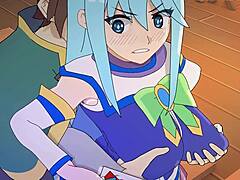 Aqua loses game and pays with rough fuck