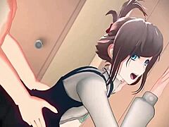 Perfect anime housewife giving a stunning blowjob in 3D cartoon