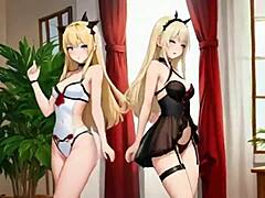 Blonde beauties’ wild hentai magic
