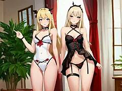 Blonde beauties’ wild hentai magic