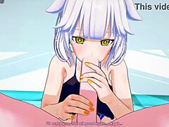 Hot 3D anime poolside encounter