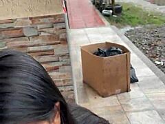 colombian puta sucks cock on public street