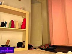Skinny damsel gets a huge cock and a spanking with a dildo