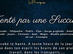 Public seduction in hot French dirty talk and action