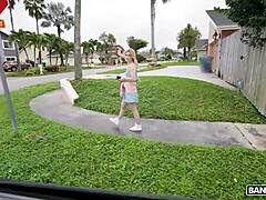 Petite blonde gets messy facial