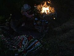 Outdoor country action with hot cowgirl and facial finish