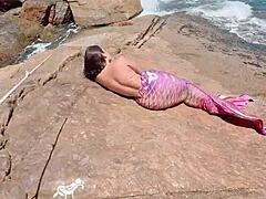 Asian cowgirl rides beach cock