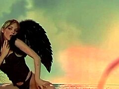 Hot brunette in a sexy costume enjoys tight pussy sex