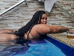 Brazilian BBW Latina Poolside Cum Drink