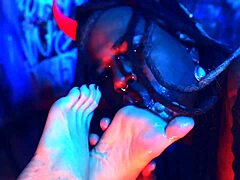 femdom demands foot worship with intense licking and gagging