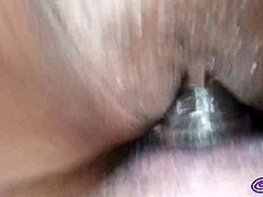 Close-up pussy pounded with dripping creampie finish