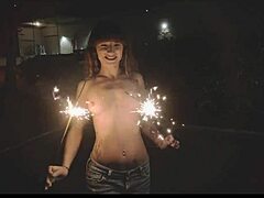 Topless public flashing with Honey Gold