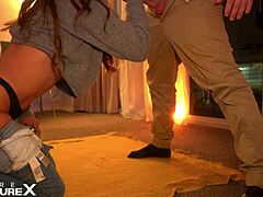 latina in jeans pegs him till he screams