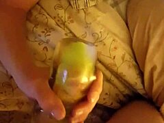 Milf jerking me hard with a stroker