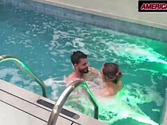 Blonde Milf’s Teasing Poolside Tryst at Hotel