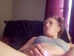 My snow bunny’s pussy gets teased with toys