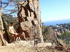 amateur couple's daring outdoor romp on a public path