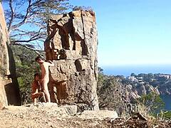 amateur couple's daring outdoor romp on a public path