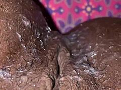 ebony slut’s creamy finish from huge bbc
