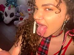 Curly-Haired Nympho Takes Messy Facial From Flaxk