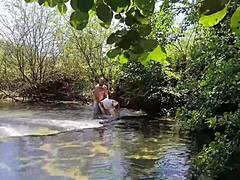 Couple caught fucking ass outdoors hard