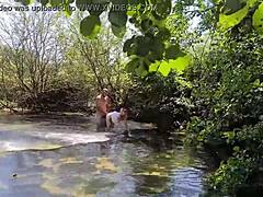 Couple caught fucking ass outdoors hard