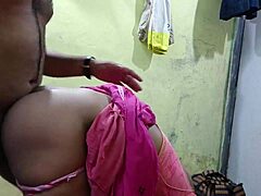 Indian Bhabhi’s Pink Saree Tease Begs for Rough Action
