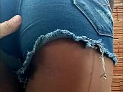 petite latina hints at rough anal behind wall