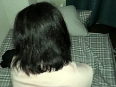 Japanese girlfriend fucks me before bed