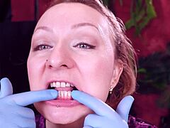 asmr face and teeth touch with gloves