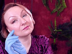asmr face and teeth touch with gloves