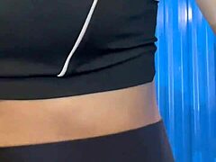Post-Workout Chick Gets Pussy Licked In Crowded Bathroom