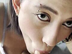 Blowjob For Cuckold With Cum In Mouth