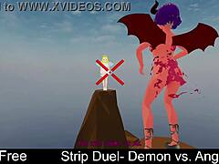 Demon Vs Angel In Cheeky Strip Duel