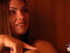 Teen pounded hard by old cock in sauna