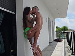 cheeky neighbor's huge cock pounds me on balcony