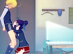 Hentai teen's fierce ball licking