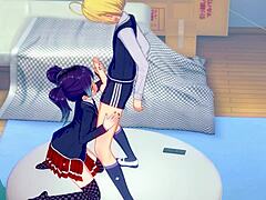 Hentai teen's fierce ball licking