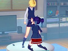Hentai teen's fierce ball licking