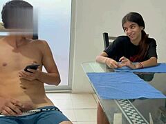 my horny stepbrother caught jerking, i help out