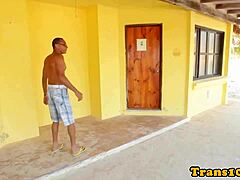 Bikini Latina Tranny Gets Facial After Suck