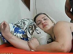Blonde MILF teases with daring bedroom moves