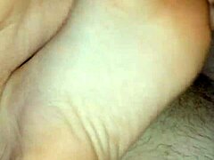 Homemade bare footjob ends in huge cumshot