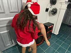 stepmom’s curvy ass fucked with toys at christmas