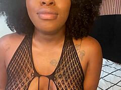 Ebony teen gives raw jerk-off instructions to cum hard